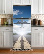 Наклейка на холодильник Самолет взлетает 002